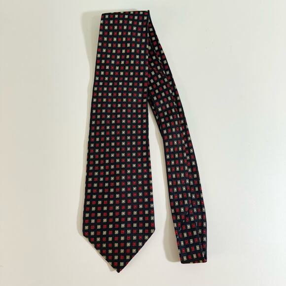 BALLY Italian Neck Tie Mens 60" Classic Silk Red Blue Geometric Fashion Italy - Picture 6 of 6